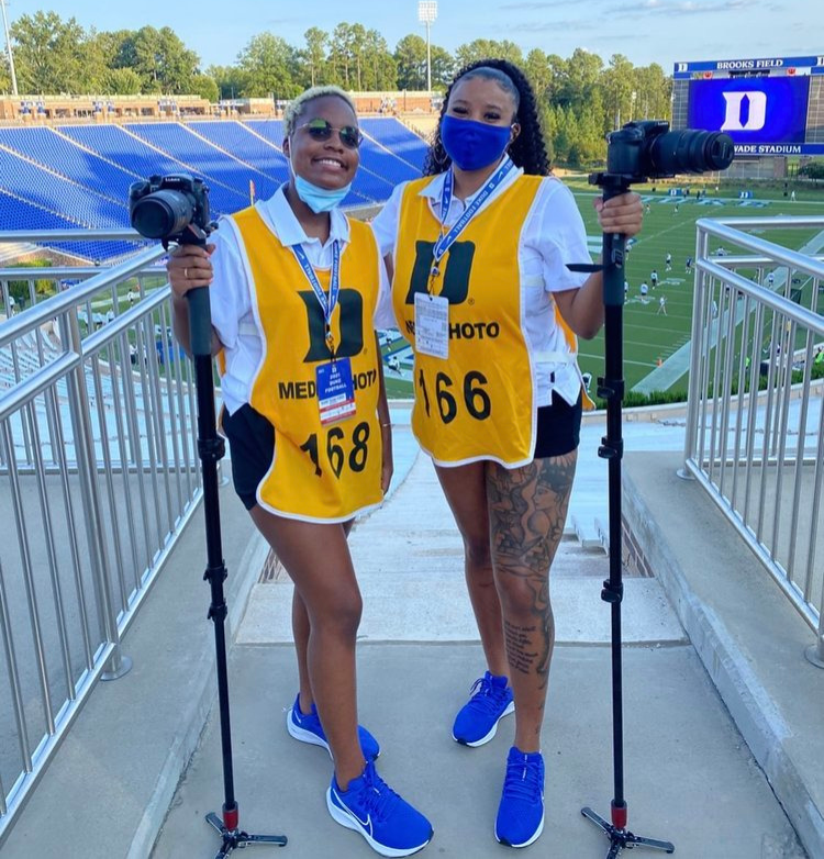 Me and my friend Victoria holding cameras